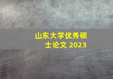 山东大学优秀硕士论文 2023